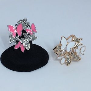 Pink & Silver Butterfly Scarf Slide